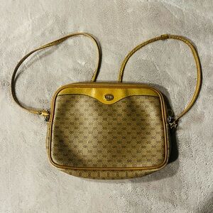 Vintage GUCCI Italy GG Logo Brown Leather Monogram Crossbody Purse